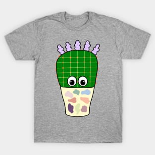 Cute Cactus Design #300: Prickly Pear In Nice Abstract Pot T-Shirt